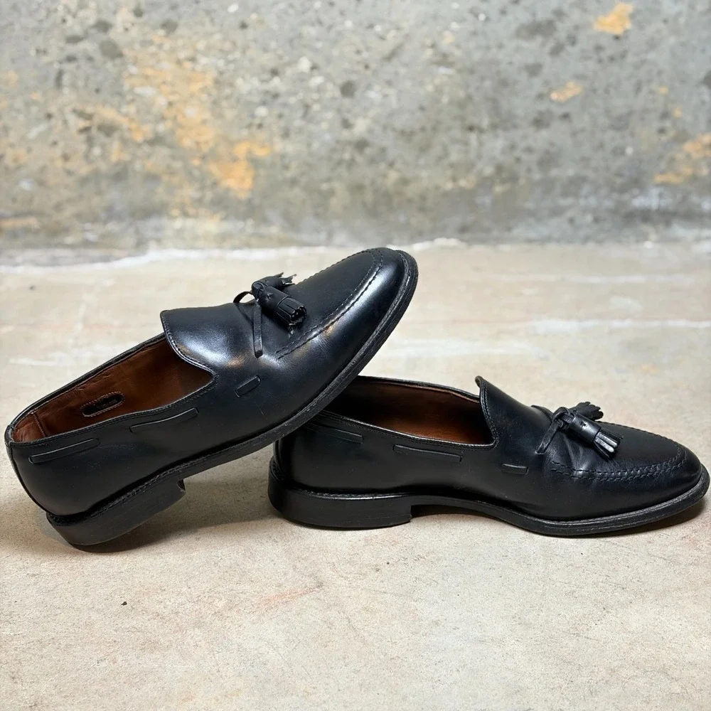 Allen Edmonds Grayson 8217 Mens Loafers 8D Black Leather Tassel Moc Toe Shoes